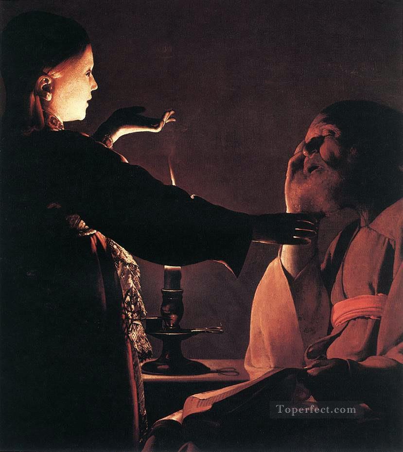 聖ジョゼフの夢 キャンドルライト ジョルジュ・ド・ラ・トゥール油絵